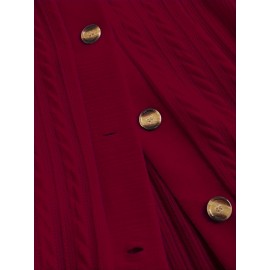 Plus Size, Plus Size Y2K Twist Plaid Faux Fur Patchwork Hooded Coat Button Long Cardigan