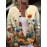 Women's Vibrant Floral Print Apricot Knit Cardigan Sweater - Button-Front Round Neck Casual Jacket, All-Season Versatile Layering Piece with Full-Body Floral Design, Hand Wash/Dry Clean, Sweater Cardigan, Spring Autumn Apparel, Elegant Knitwear, Quality Craftsmanship