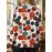 Plus Size - Plus Size, Plus Size Women'S Red & Green Floral Print Christmas Cardigan Sweater - All-Over Floral Pattern with Elastic Button Front, Round Neck & Umbrella Hem, Cozy Long Sleeve Winter Coat for Holiday Parties, Casual Elegant Outerwear