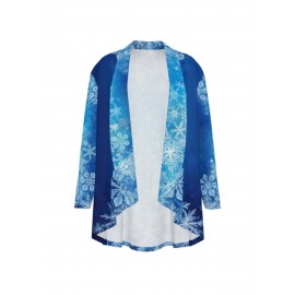 Plus Size, Chic Plus Size Women's Full-Body 3D Digital Print Cardigan Jacket - Long Sleeve Open Front Sweater Coat, Spring/Fall Outerwear for Blouses, Skirts & Jeans (Machine Washable)