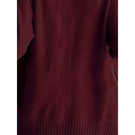 Elegant Oversized Long Sleeve Cardigan for Women - Solid Color, Medium Stretch, with Pockets, Fall/Winter Fashion, Plus Size, Pink