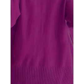 Elegant Oversized Long Sleeve Cardigan for Women - Solid Color, Medium Stretch, with Pockets, Fall/Winter Fashion, Plus Size, Pink