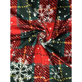 Women's Christmas Plaid Dress with Tartan Print & Snowflake Patterns - Long Sleeve A-Line Short to Mid-Length Holiday Party Dress (Red/Green/Black) - Machine Washable Winter Outfit for Xmas, New Year's Eve & Seasonal Events