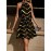 [Elegant | Black & Golden] Elegant Black & Golden Women's Formal Dress | High Neck A-Line Flared Skirt, Knee-Length Party, Wedding, Everyday Outfit - All-Season Chic Evening Gown with Belt - Women's Formal Attire, Dresses for Wedding Guest, Wedding Guest Attire, Geometric Pattern, Sophisticated Detailing, Highneck Design, Holiday Celebration, Durable Material, Adult Women