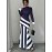 Women's Elegant High Neck Striped Bodycon Fish Tail Dress - Machine Washable Medium Stretch Midi Dress for Spring/Fall, Office & Casual Wear