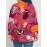 Plus Size Women'S Long Sleeve Shirt with Floral Print | Featuring Butterfly Elements, Mid-Length Design, Warm-Toned Red, Soft, Comfortable, Skin-Friendly, Perfect as a Base Layer for Spring and Autumn