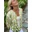 Plus Size Oversized Chunky Cardigan - Winter Warm White Lily & Lily-of-the-Valley Floral Print Jacket, Green Button-Front Sweater Coat, Machine Washable Casual Outerwear for Fall/Winter Layering (No Belt/Tie)