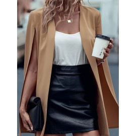 [Versatile Blazer] Elegant Women's Cape Sleeve Blazer Jacket | Solid Color H-Silhouette Open Front Design, Versatile All-Season Casual to Professional Outerwear | Quality Fabric, Minimalist Style, Dry Clean Only