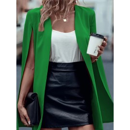 [Versatile Blazer] Elegant Women's Cape Sleeve Blazer Jacket | Solid Color H-Silhouette Open Front Design, Versatile All-Season Casual to Professional Outerwear | Quality Fabric, Minimalist Style, Dry Clean Only
