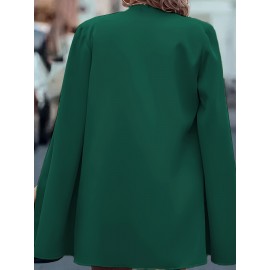 [Versatile Blazer] Elegant Women's Cape Sleeve Blazer Jacket | Solid Color H-Silhouette Open Front Design, Versatile All-Season Casual to Professional Outerwear | Quality Fabric, Minimalist Style, Dry Clean Only