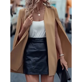 [Versatile Blazer] Elegant Women's Cape Sleeve Blazer Jacket | Solid Color H-Silhouette Open Front Design, Versatile All-Season Casual to Professional Outerwear | Quality Fabric, Minimalist Style, Dry Clean Only