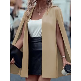 [Versatile Blazer] Elegant Women's Cape Sleeve Blazer Jacket | Solid Color H-Silhouette Open Front Design, Versatile All-Season Casual to Professional Outerwear | Quality Fabric, Minimalist Style, Dry Clean Only