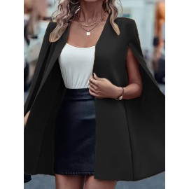 [Versatile Blazer] Elegant Women's Cape Sleeve Blazer Jacket | Solid Color H-Silhouette Open Front Design, Versatile All-Season Casual to Professional Outerwear | Quality Fabric, Minimalist Style, Dry Clean Only