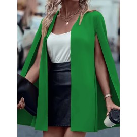 [Versatile Blazer] Elegant Women's Cape Sleeve Blazer Jacket | Solid Color H-Silhouette Open Front Design, Versatile All-Season Casual to Professional Outerwear | Quality Fabric, Minimalist Style, Dry Clean Only