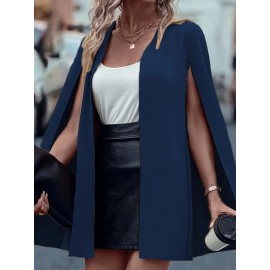 [Versatile Blazer] Elegant Women's Cape Sleeve Blazer Jacket | Solid Color H-Silhouette Open Front Design, Versatile All-Season Casual to Professional Outerwear | Quality Fabric, Minimalist Style, Dry Clean Only