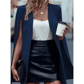 [Versatile Blazer] Elegant Women's Cape Sleeve Blazer Jacket | Solid Color H-Silhouette Open Front Design, Versatile All-Season Casual to Professional Outerwear | Quality Fabric, Minimalist Style, Dry Clean Only
