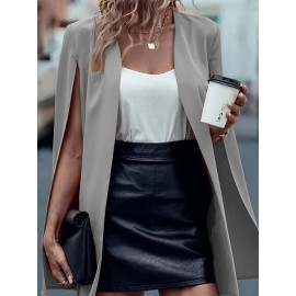 [Versatile Blazer] Elegant Women's Cape Sleeve Blazer Jacket | Solid Color H-Silhouette Open Front Design, Versatile All-Season Casual to Professional Outerwear | Quality Fabric, Minimalist Style, Dry Clean Only